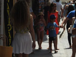 White see through skirt girl walking with white panties underneath