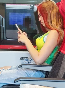Hot sexy girl on train