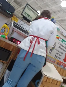 Teen at work in jeans