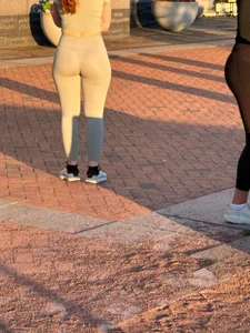 Fit curvy girls were chilling in the square