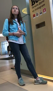 Skinny candid teen in tight jeans