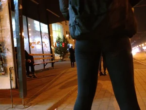 Small Ass in Tight Pants City Street Closeup Creepshots