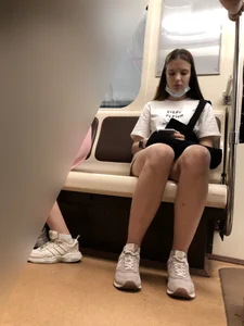Cute Young Girl in Shorts Street And Subway Candid Gallery