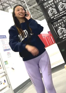 asian tight ass in purple yoga pants creeped