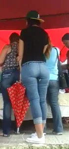 Brunette with a fat ass in tight jeans