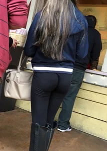 Sexy girl in tight leggings with a great ass and wedgie