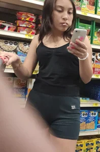 Sexyass eating sport shorts at store! Pt. 1