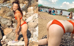 Sexy beach and poolside girls in swimsuits, mostly candid