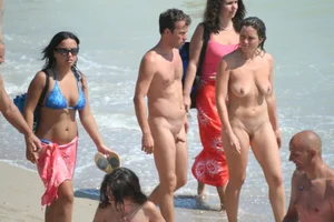 Nude beach and topless girls