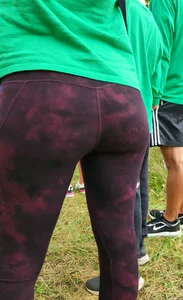 Thin Milf in purple yogas (hint of VPL)