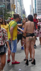 Painted NYC girls in thongs with amazing bodies