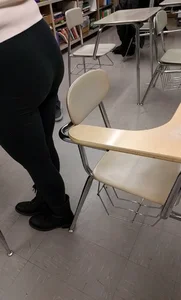 Chubby Ass in Tight Pants in a Classroom