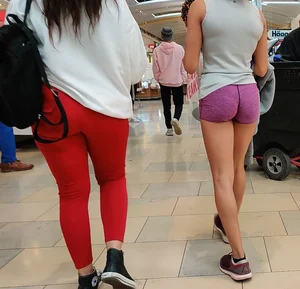 Nice tight little ass in purple spandex shorts
