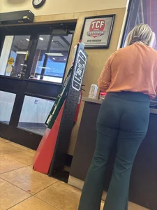 Wedged up work pants blonde milf