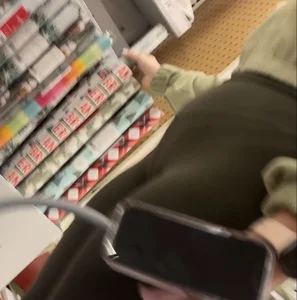 Olive green workout leggings on slim thick blond (VPL) (Front shots)