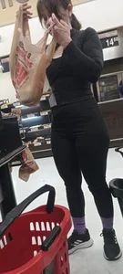 Incredible fitness girl in black bodysuit, not so pretty but a very hard good ass [OC]