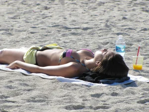 Sexy Florida beach bikini girls, some topless