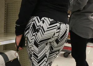 Black and white patterned leggings booty on cute girl at Target
