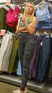 Cute Petite Blonde in Camo Leggings with Face Shots🤤