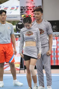 Bunch of athletic Thai cheerleaders at a competition