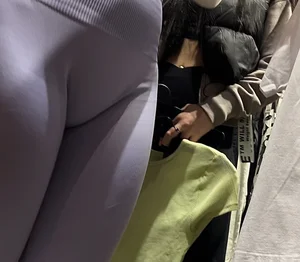 Tight petite college blonde girl with a plump ass in pastel purple leggings (vtl)
