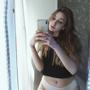 Cute Girl in a Top and Panties Mirror Selfie