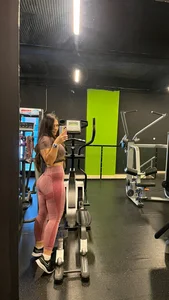 Sexy Girl in Sweatpants Gym Mirror Selfie