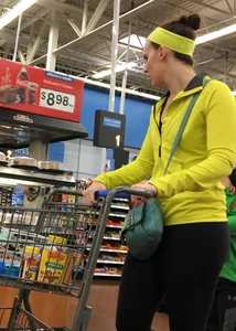 Walmart lady shopping with a nice big booty in tight black leggings