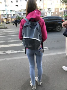 Perfect Skinny Ass and Legs in Tight Blue Jeans Creepshots Series at a Crosswalk