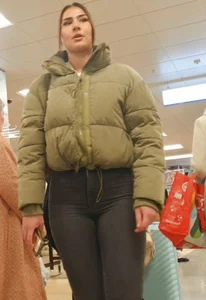 Hot girl with a worked out ass in tight grey jeans