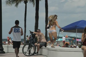 Sexy Florida beach bikini girls, some topless