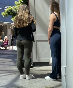 Amazing teens in leggings at the mall