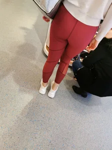 Nice ass in tight red leggings shopping