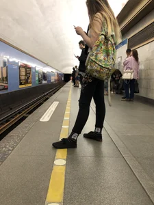 Cute Skinny Girl Tight Jeans Closeup Candid in Subway