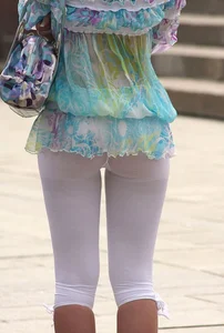 Hot Girl in Dress and Seethrough Tights Street Creepshot