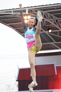 Bunch of athletic Thai cheerleaders at a competition