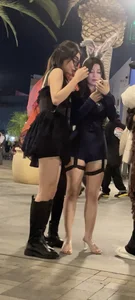 Asian baddie with great legs, heels and Cop costume