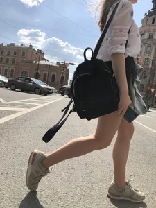 Teen in Pantyhose And a Mini-Skirt Street Crosswalk Creepshots Gallery