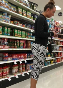 Black and white patterned leggings booty on cute girl at Target