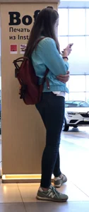 Skinny candid teen in tight jeans