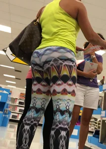 Milf shopping at Target in patterned leggings