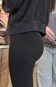 OC. Slim blonde nice butt with black leggings buried in her crack