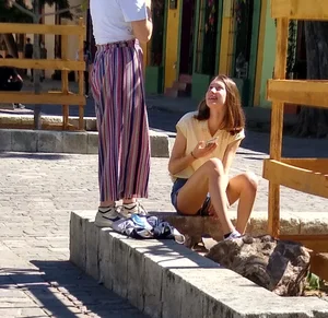 Cute little girl with thin legs