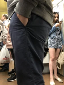Girl in Short Dress with Cute Skinny Legs Hot Subway Candid