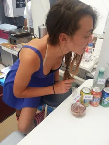 Cute skinny flat-chested teen in a dress