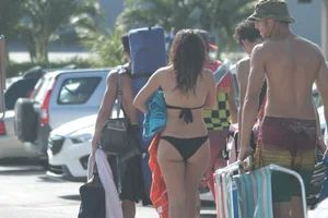 More sexy girls in bikinis and thongs at Deerfield Beach in Florida
