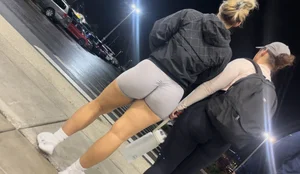Gym Latina with thick ass and legs in spandex shorts OC