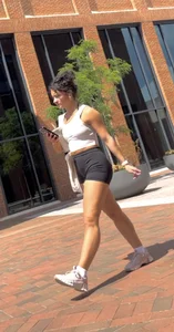 Curly Campus Brunette with amazing Bubble Butt in Tight Shorts (oc)