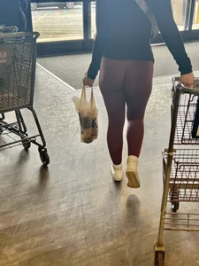 Return of the TIGHT Blue Leggings Blonde (This time in Burgandy)