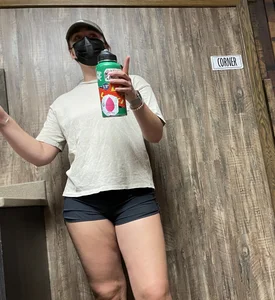 Thick college slut in shorts